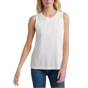 Lucky Brand Women's Embroidered Tank Top in white size M
